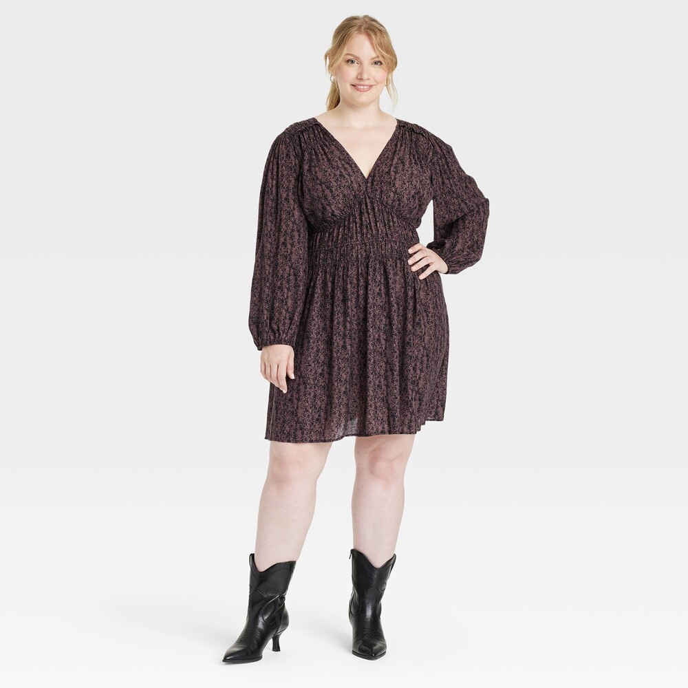 Universal Threads | Long Sleeve Smocked Ruffle Mini A-Line Dress